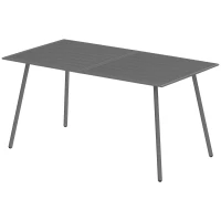Outsunny Gartentisch für 6 Personen mit Lattenrostplatte für Garten, Terrasse, Balkon, 150 x 80 x 74 cm, grau(m-1)