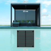 Outsunny Pérgola bioclimática exterior de aluminio 3x3 m con cortinas, sistema de drenaje oculto, Gris(m-3)