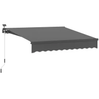 Outsunny Marquise à pince avec manivelle solaire LED Bras articulé Marquise Pare-soleil UV 50+ 300 cm large Gris(m-7)