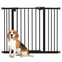 PawHut Puerta para Perros con 2 Extensiones Ancho Ajustable hasta 100 cm y Cierre Automático, Negro(m-5)
