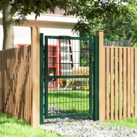 Outsunny Portail de jardin en acier Porte de jardin avec poignée, serrure 3 clés verrouillables Portail 97x170cm Vert(m-4)