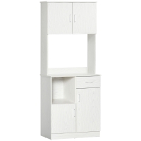 HOMCOM Credenza da Cucina con 4 Ante, 1 Cassetto, Ripiano e Ampio Piano, in MDF, 71 x 41 x 178 cm, Bianco