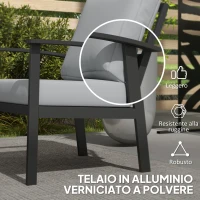 Outsunny Set da Giardino 4 Pezzi con 2 Poltroncine, Divano 2 Posti e Tavolino, in Alluminio e Fibra, Grigio Carbone(m-7)