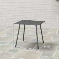 Outsunny Mesa de comedor de jardín para 6 personas con tablero de lamas para jardín, patio, terraza, 80x80x74 cm, Gris(m-3)