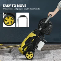 Outsunny 1800W High Pressure Washer, 150 Bar Pressure, 420 L/h Flow, Portable Power Washer Jet Wash Cleaner with Adjustable Nozzle, 6M Hose, Hose Reel, Steel Handle for Home Patio Car Driveway, Yellow(m-8)