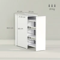 HOMCOM Meuble de salle de bain étroit, Meuble de sol avec tiroir profond, Meuble de rangement autonome, Panneau de particules, Blanc(m-3)