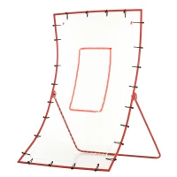 HOMCOM Fußball-Rebound-Netz, Fußball-Rebounder, verstellbare Winkel, Befestigungszubehör inklusive, Rot, Weiß(m-6)
