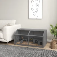 PawHut Gabbia per Piccoli Animali, per Roditori, in Legno di Pino, 100 cm x 52 cm x 50 cm, Grigio(m-2)