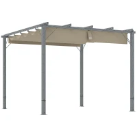 Outsunny 3 x 3 m Pergola de Jardin, Toit de Terrasse Réglable, Cadre en Aluminium, Protection Solaire UPF30+, Gris(m-6)