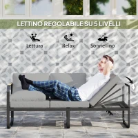 Outsunny Set da Esterno 3 Pezzi con Divano 3 Posti Convertibile, Divano 2 Posti e Tavolino da Esterno, Grigio e Nero(m-5)