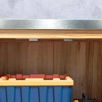 Outsunny Armario de Exterior con Estante Interno y Banco de Trabajo, en Madera y Acero Galvanizado, 79x43x92 cm, color Madera(m-4)