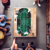 SPORTNOW Tappeto per Tavolo da Poker, fino a 6 Giocatori, Sacca per il Trasporto Inclusa, 120 x 60 x 0,2 cm, Verde e Nero(m-2)