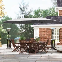 Outsunny Sombrilla Doble 436x260 cm, Protección UV, Sombrilla de Acero con Manivela, Gris Oscuro(m-4)