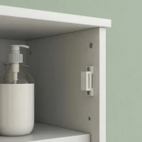 HOMCOM Mobile Colonna Conservazione Bagno Bianco, Dim, 35 L x 30 P x 170 H cm, con 2 Ante e Ripiano Regolabile, 2 Nicchie(m-4)