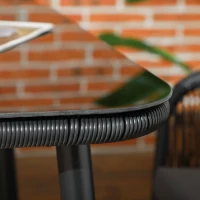 Outsunny Gartenmöbel-Salon 4 Personen aus PE-Rattan mit stapelbaren Stühlen und Kissen, gehärtete Glasplatte, Aluminiumrahmen(m-5)