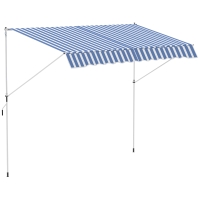 Outsunny luifel knikarm klemluifel zonwering zwengel balkon aluminium 3 x 1,5 m blauw