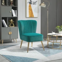 HOMCOM Fauteuil moderne de style scandinave rembourré et revêtu de tissu velouté, 56x65.5x82.5cm - Vert(m-2)