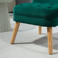 HOMCOM Fauteuil pour Salon en Velours avec Siège Rembourré et Capitonné, 60x66x79 cm, Vert(m-3)