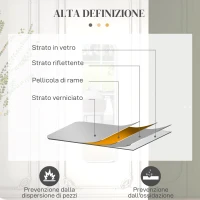 HOMCOM Specchio Verticale da Parete o da Terra con Bordi Arrotondati, in MDF e Vetro, 120x35 cm, Bianco(m-5)