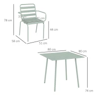 Outsunny Conjunto de comedor de jardín 5 piezas con 1 mesa y 4 sillas apilables en acero Verde(m-3)