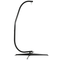 Outsunny Supporto per sedia sospesa, supporto sedia sospesa base a X anello a molla carico 120 kg 114 x 80 x 208 cm nero