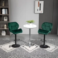HOMCOM Set 2 Barhocker, Höhenverstellbar mit Metallbasis und Samt-Sitzfläche, Moderne Hocker mit Rückenlehne und Fußstütze, 46x48x83-104cm, Grün(m-2)