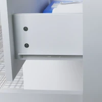 kleankin Mobiletto da Bagno su Piedi con 2 Porte e 1 Cassetto, Scaffale Regolabile, Bianco Lucido(m-4)