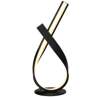 HOMCOM Lámpara de mesa de diseño contemporáneo - lámpara de mesa en espiral - 21x15x43 cm - aluminio Negro LED Blanco cálido