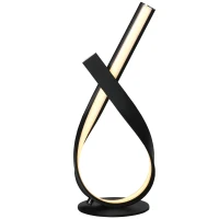 HOMCOM Lámpara de mesa de diseño contemporáneo - lámpara de mesa en espiral - 21x15x43 cm - aluminio Negro LED Blanco cálido(m-1)