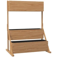 Outsunny Jardinera sobre pies elevada 3 niveles con insertos de riego y fieltro de drenaje en madera para exterior(m-1)