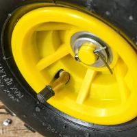 Outsunny Carrello da Giardino Rimorchio a Mano Carretto a Braccio 4 Ruote, 94 x 48,5 x 100 cm Carico max, 150 Kg Metallo Giallo(m-4)