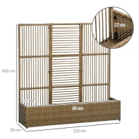 Outsunny Soporte para plantas con enrejado recipiente rectangular inferior de resina trenzada y acero 103x29x103 cm(m-3)