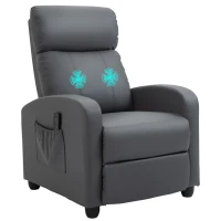 HOMCOM Massagesessel mit Fernbedienung und 8 Programmen, Verstellbarer Sessel und Fußstütze, 68x88x98cm, Grau(m-5)
