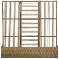 Outsunny Soporte para plantas con enrejado recipiente rectangular inferior de resina trenzada y acero 103x29x103 cm(m-1)