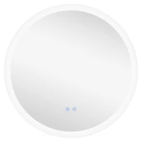 kleankin Oglindă de Baie cu Lumină LED Reglabilă, Întrerupător Tactil, și Funcție de Memorie, Ø60x3 cm, Transparent(m-1)