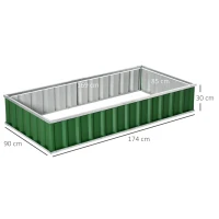 Outsunny Modulares Hochbeet für den Garten, werkzeugloser Aufbau, inklusive Handschuhe 174 x 90 x 30 cm verzinkter Stahl grün(m-3)