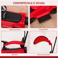 HOMCOM Macchina a Spinta per Bambini 12-36 Mesi con Licenza Mercedes, Tettuccio e Maniglia, 85.5x40.5x95 cm, Rosso(m-5)