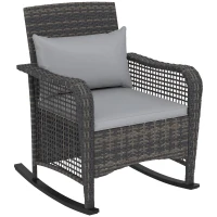 Outsunny Rattan Rocking Chair - Light Grey(m-1)