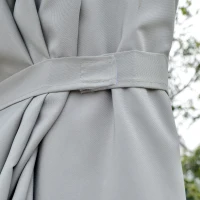 Outsunny Ombrellone con LED Solari 4.5m, Ombrellone Doppio da Giardino, Ombrellone da Terrazza Ovale, Grigio Chiaro e Nero(m-4)