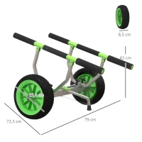 SPORTNOW Carro de transporte para kayak paddle surf canoa con ancho ajustable, ruedas grandes, marco de aluminio Negro Verde(m-3)