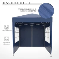 Outsunny Gazebo Pieghevole Pop Up 2x2 m con 4 Pareti Rimovibili in Poliestere e Acciaio, Blu(m-7)