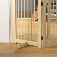 PawHut Barrera para Perros Independiente, 4 Paneles, Flexible, Madera de Pino, 204x36x75 cm, Madera Natural(m-5)