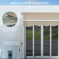 Outsunny Buiten handbediende knikarmluifel 4m met handslinger aluminium wit + beige(m-8)