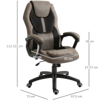 Vinsetto Silla de oficina con masaje silla oficina cómoda altura ajustable giratoria 360° poliéster PU Gris Marrón(m-3)