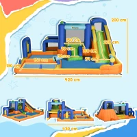 Outsunny Château Gonflable pour Enfants avec Toboggan Piscine Mur d'Escalade Gonfleur et Sac de Transport 430x420x200cm Multicolore(m-3)