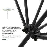 Outsunny Umbrelă de Grădină Înclinabilă cu Deschidere cu Manivelă și Orificiu de Aerisire, Ø266x248.5 cm, Crem(m-7)