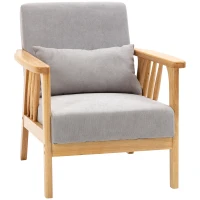 HOMCOM Moderner Sessel mit Samtbezug und Holzrahmen, 68x75x78cm, Grau(m-5)