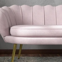 HOMCOM 2-Sitzer-Sofa im Industrial Chic-Stil aus Samteffektgewebe und Metall, 130x77x77 cm, Rosa(m-3)