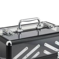HOMCOM Make-up-Koffer - Kosmetikkoffer - Aufbewahrung von Schönheitsprodukten - Maße 30L x 18B x 22H cm - Aluminium Acryl Griffschloss Schwarz(m-4)