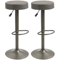HOMCOM Ensemble 2 Tabourets de Bar Pivotants avec Repose-pieds et Hauteur Réglable, 35x36x64-85cm, Gris
